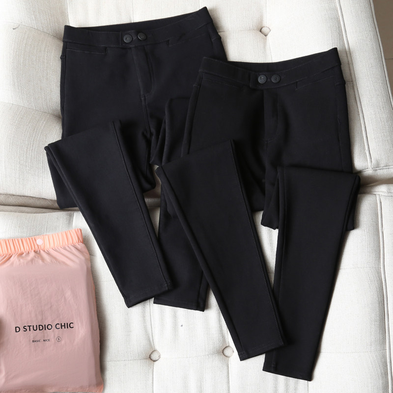 (Clearance) Kitten 90 Magic Pants High Waist Plus Fleece Slim Elastic Black Leggings Women Outerwear Small Feet Winter