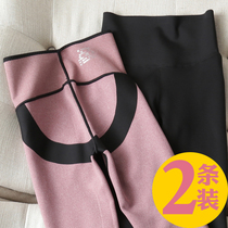 Plus velvet outer wear autumn and winter shark Barbie pants womens high-waisted belly waist waist-lifting hips slim tight black leggings women