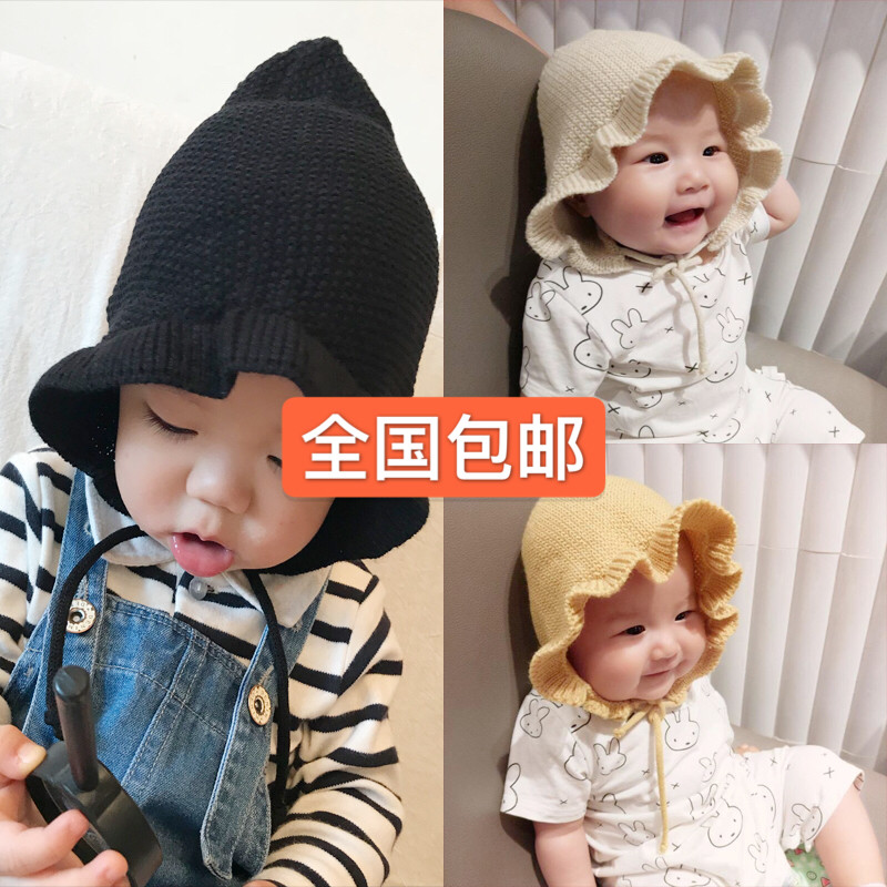 ins Han Edition pure colored children knitting hair hat baby tide baby wood ear tide tide