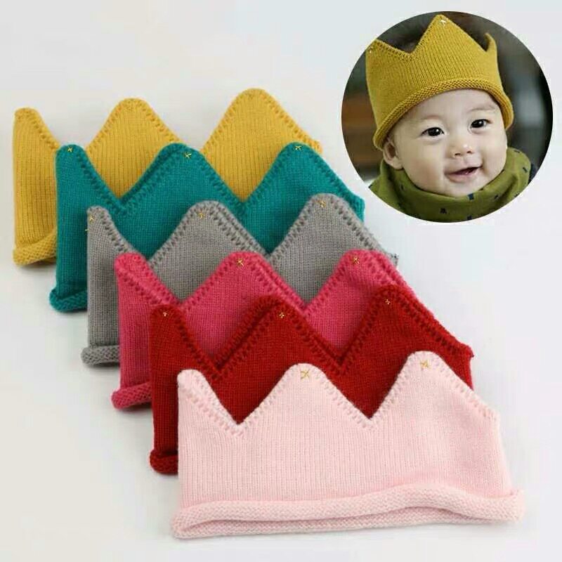 Autumn and Winter baby warm cover cap newborn boy and girl knitting crown hat little girl hat Han Edition children