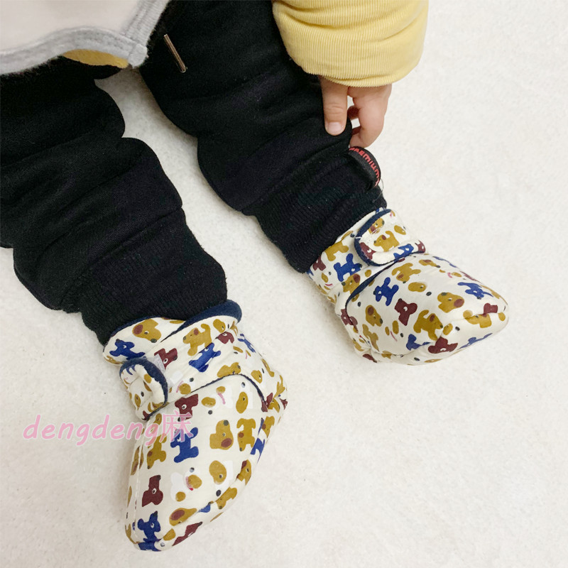 ins autumn and winter new baby cute male and female baby plus thicker soles do not fall to school shoes 0 - 1 years old