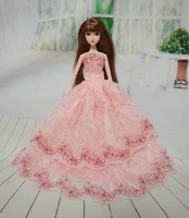 Barbie cao 30cm quần áo phụ kiện phụ kiện váy váy dài váy quần áo váy cưới màu hồng búp bê