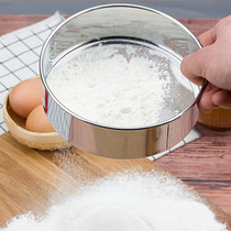 304 stainless steel flour sieve with handle round mesh sieve baking tool sieving flour sugar powder etc.