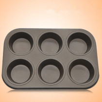 6 carbon steel non-stick cake mold Maffin flat bottom round cake mold 6 hole conjoined cake baking pan baking