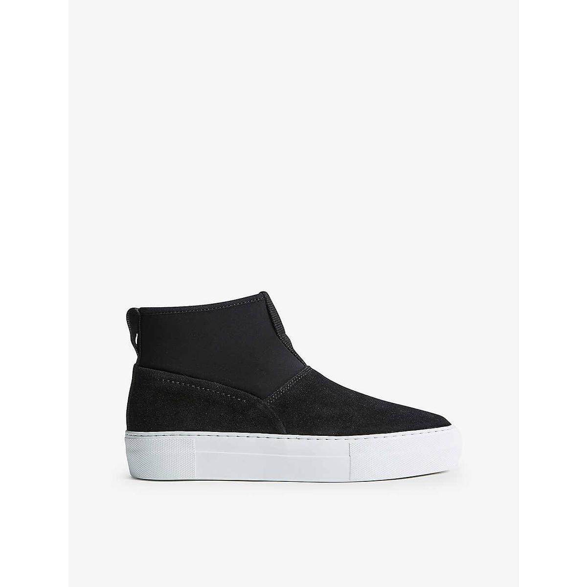 Reiss mens Alvie high cylinder suede leather and neoprene sneakers 2022 new spring and summer women's shoes