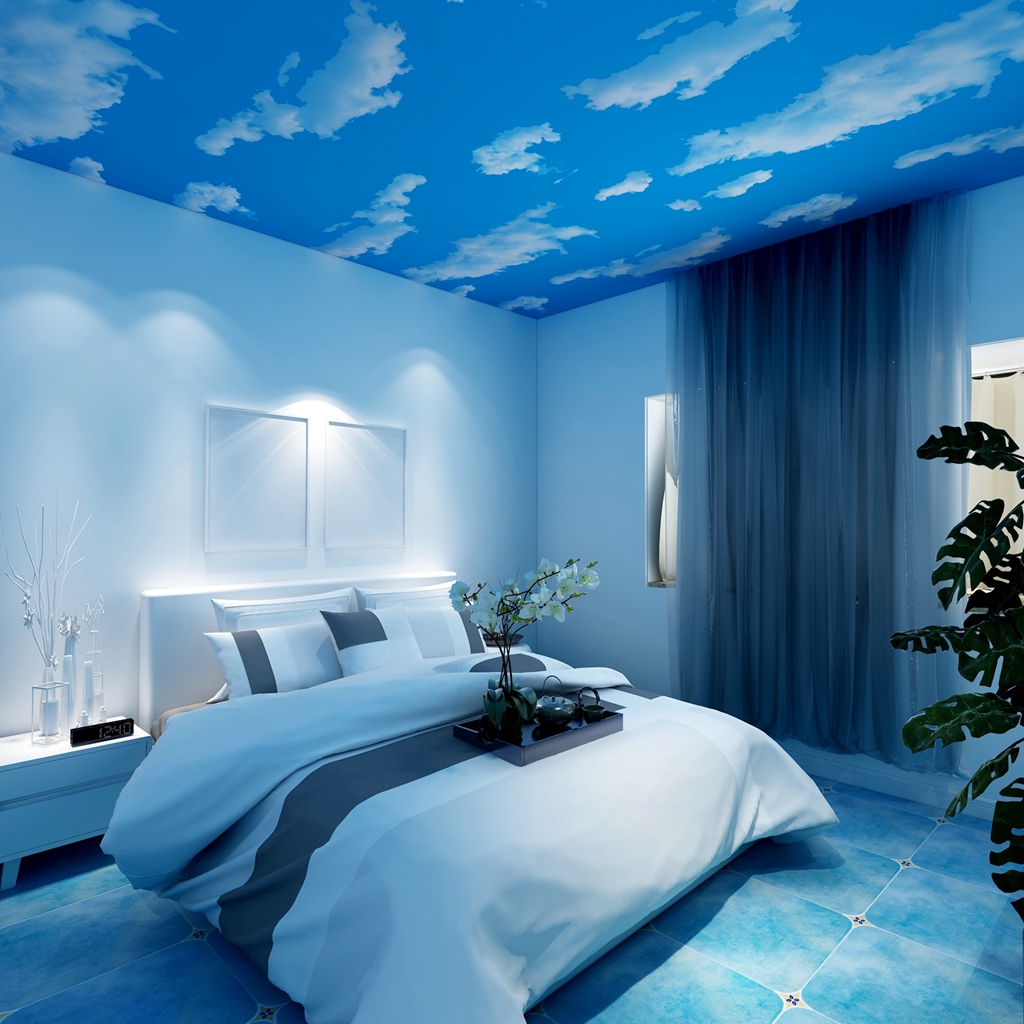Ceiling self - adhesive waterpaper blue sky and white cloud stereo wallpaper creative wallpaper children's room 3D sticker