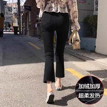 Thin section high waist black straight drum jeans female spring and summer display slim 90% smoke pipe pants microhorn big code fat MM tide