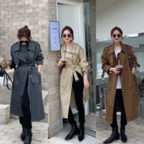 Thirteen lines F THREE autumn Korean loose long windbreaker 2021 New Belt jacket female 83029