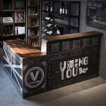 Wrought iron cash register Paint industrial style restaurant retro bar counter table Corner hotel front desk bar table customization