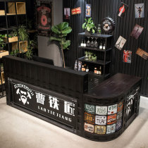 Creative cashier bar Retro industrial style Wrought iron bar table counter Restaurant Curved milk tea shop Leisure bar