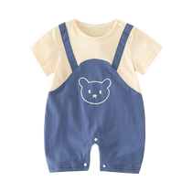 Internet celebrity baby clothes baby boy summer jumpsuit short-sleeved cute female thin bag fart clothing 3 months summer 6