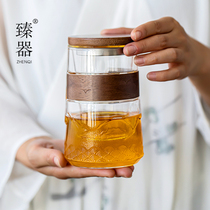 Zhenyou office water cup glass cup tea separation cup filter liner business heat-resistant tea cup with lid