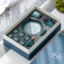 Zhenware ceramic kung fu tea set home living room office meeting guest tea high grade gift box bowl teapot