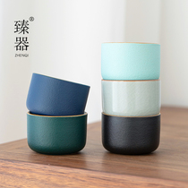 Zhen Ju coarse pottery tea cup ceramic kung fu tea set Master Cup simple Japanese small teacup single Cup household tea cup
