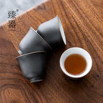 Zhenware black pottery tea cup ceramic small teacup kung fu tea set bucket simple household teacup small Master Cup