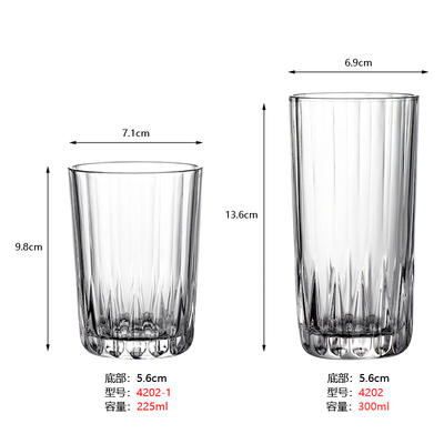 Transparent glass tea cups, household straight striped heat-resistant coffee cups, wine glasses, milk breakfast cups, juice drink cups