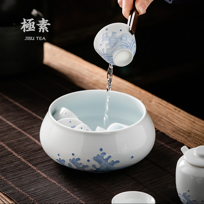 Pole element | a field'm ceramic tea tea wash to kung fu tea cup for wash water jar four treasures writing brush washer hydroponic flower pot
