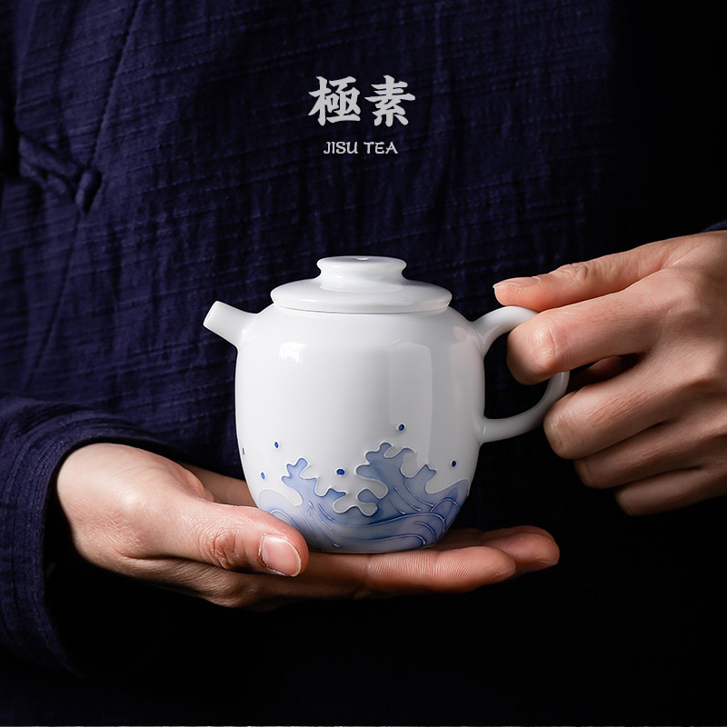 Pole element | kung fu teapot household ceramics single pot pot of tea set in hand pot of towing dry mercifully all the plates