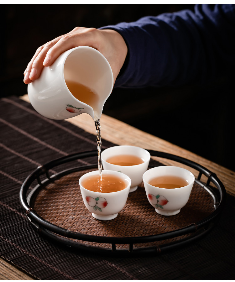 Pole element | peach jade porcelain household kung fu tea set points ceramic cups of tea sea fair keller cup points of tea ware