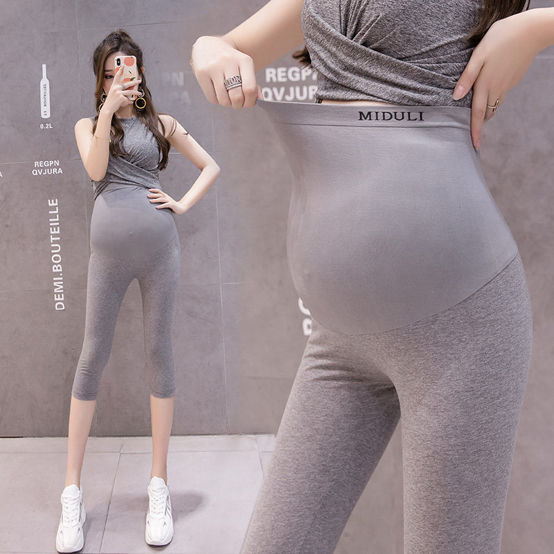 Maternity leggings summer thin seven-point pants outside wear anti-light spring and autumn trousers maternity pants shorts summer wear
