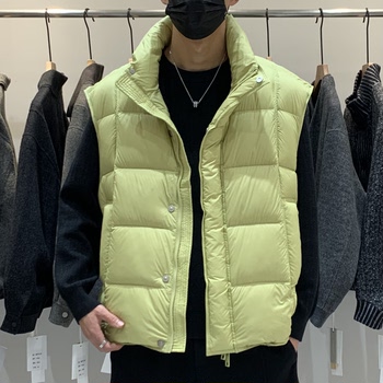 Winter men's stand-up collar down vest, versatile trendy japanese fashion casual loose 90 white duck down vest