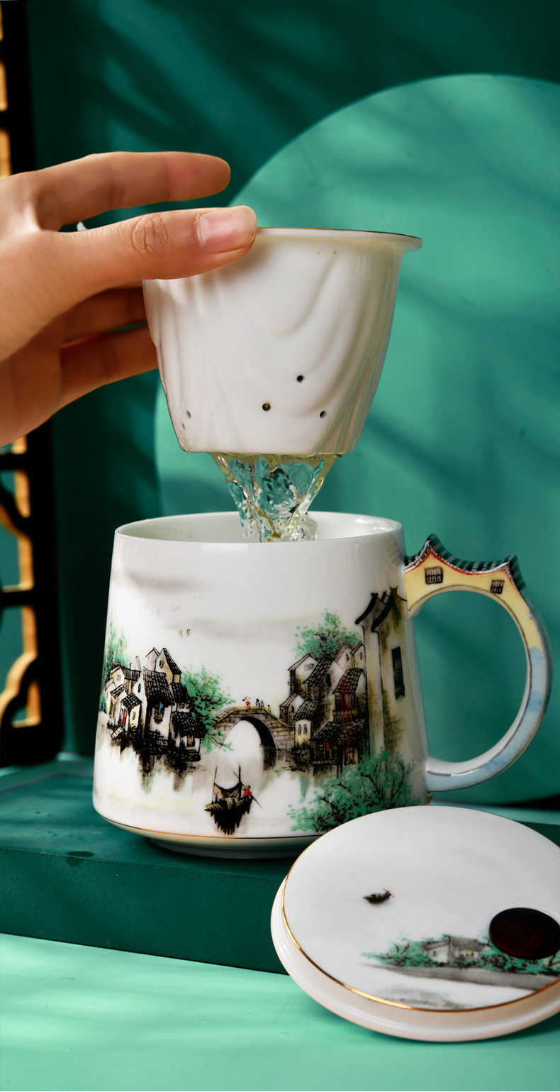 Separation of jingdezhen colored enamel cup tea tea cup home office tea personal special tea cups