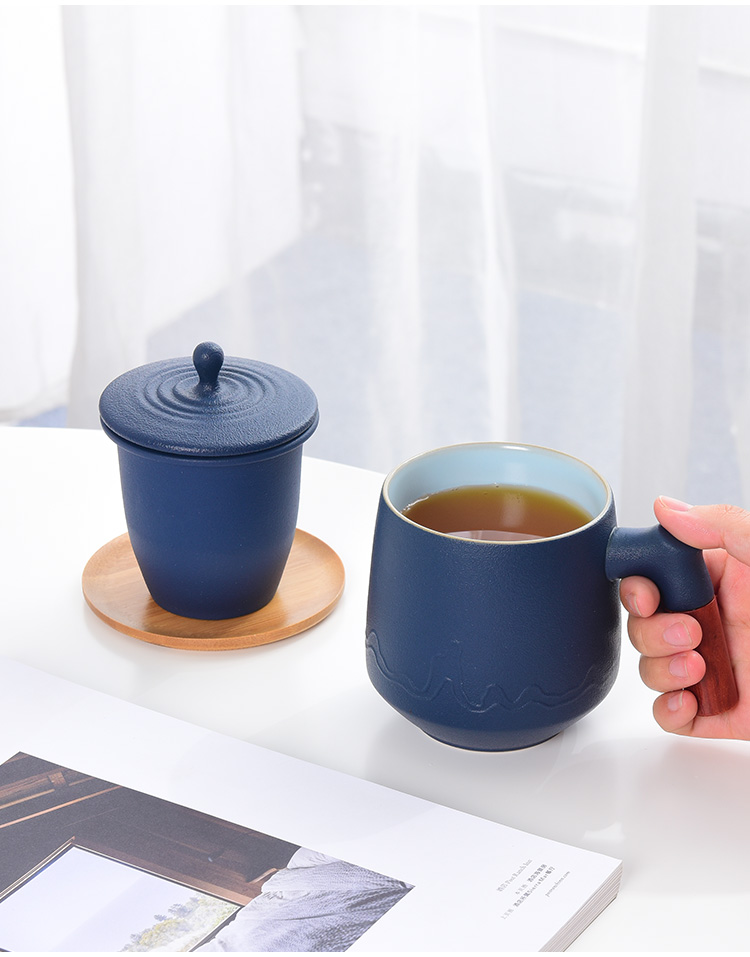 Northern wind cup glass ceramic filter cups with cover separation office cup with handle tea and tea cups