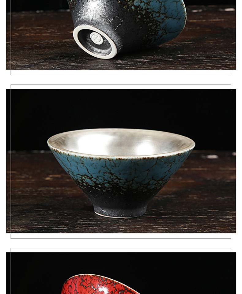 Ceramic tea light perfectly playable cup silver cup silver 999 kunfu tea authentic hand coppering. As silver cup sample tea cup master list