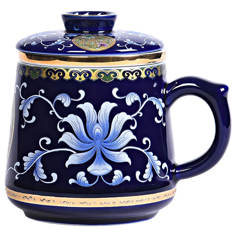 Mark cup with cover glass colored enamel porcelain coppering. As silver cup 999 sterling silver filter tea cup home office