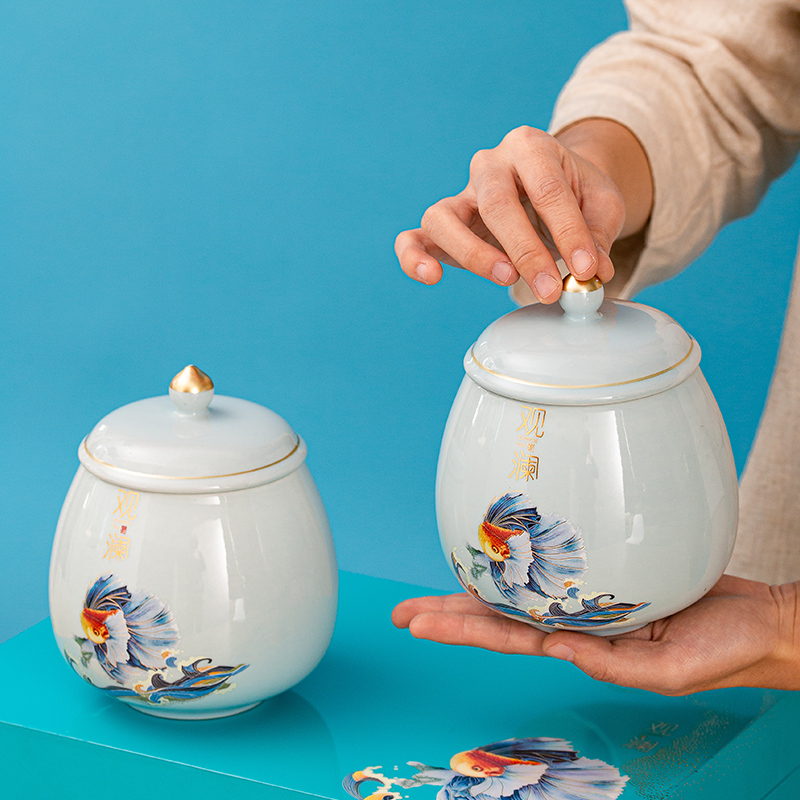 Chinese pottery and porcelain tea pot seal box packaging high - grade household pu - erh tea red POTS dried tangerine or orange peel dried fruit storage tanks