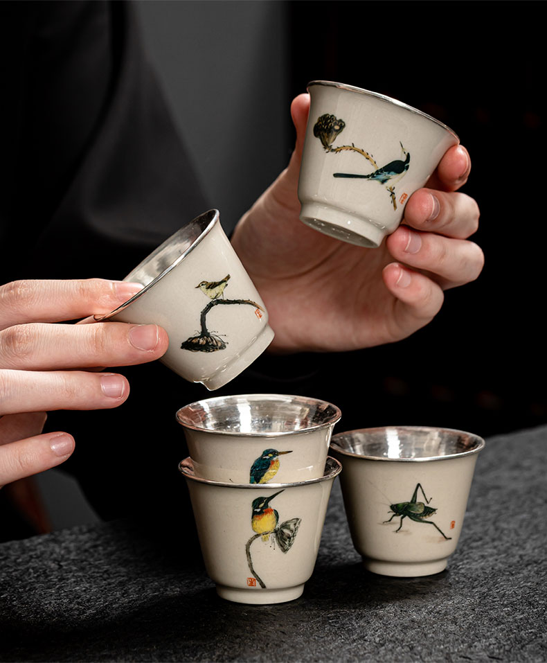 High - end hand - made tea cup, master cup single CPU female male individual special porcelain silvering glass cups sample tea cup