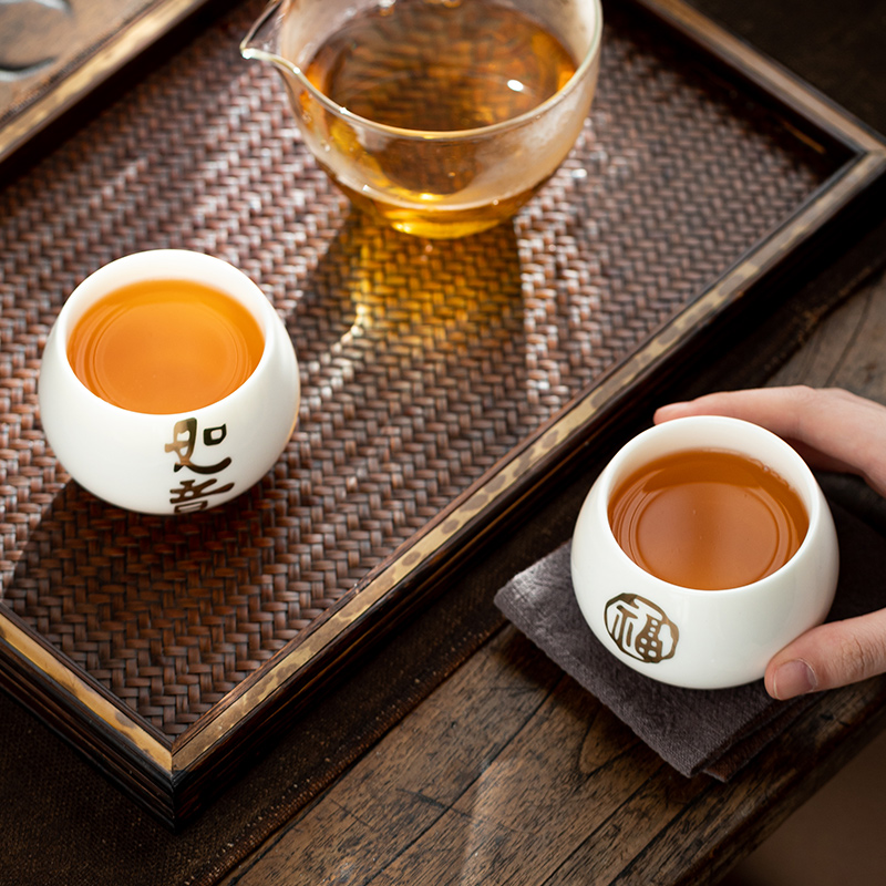 Dehua white porcelain teacup kung fu tea set household personal special master cup single cup tea female male single small cup