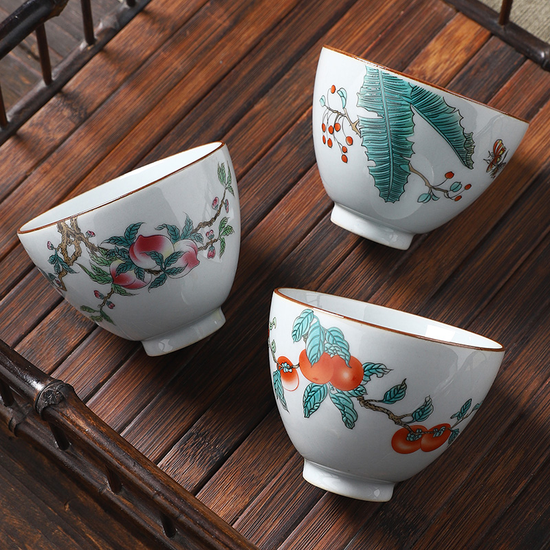 Persimmon Persimmon ruyi tea set ceramic masters cup single cup participants in high - grade up man noggin single sample tea cup kung fu