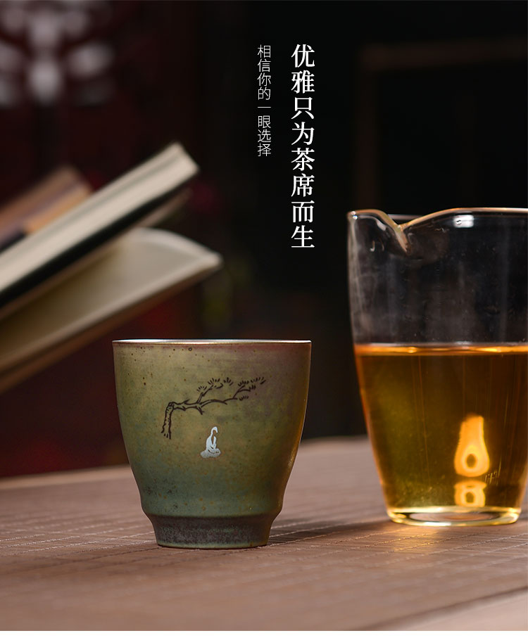 Ceramic coarse pottery hand - made tasted silver cup silver gilding kung fu tea tea cup master cup pure manual single cup sample tea cup