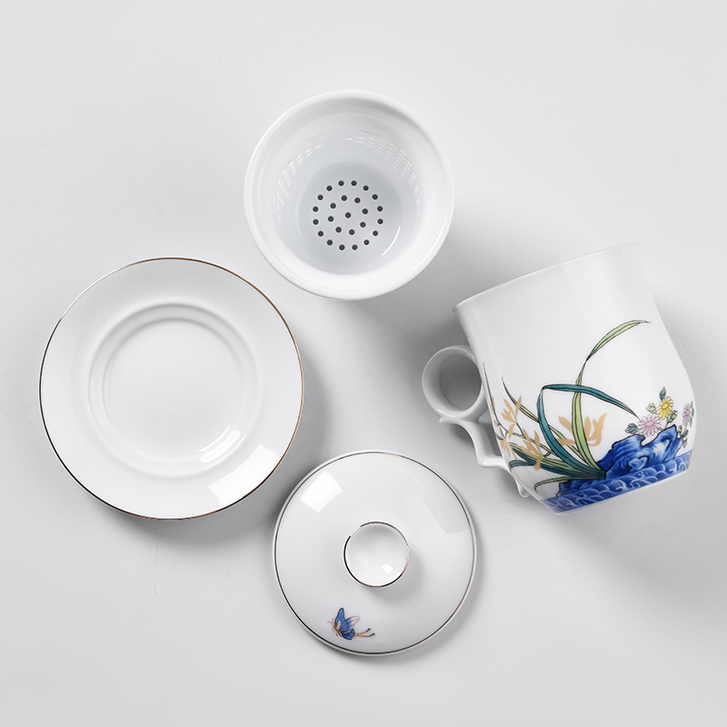 Creative ceramic cup silver cup silver 999 bladder office tea cups with cover personal tea cup