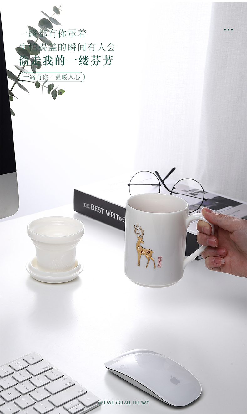 A deer on the travel office personal special tea cups of tea cup set separate white porcelain ceramic cup