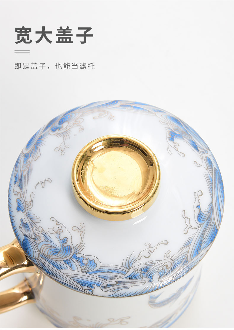 Koi ceramic cup China wind tea filter cup silver cup 999 sterling silver bladder office ipads China cups