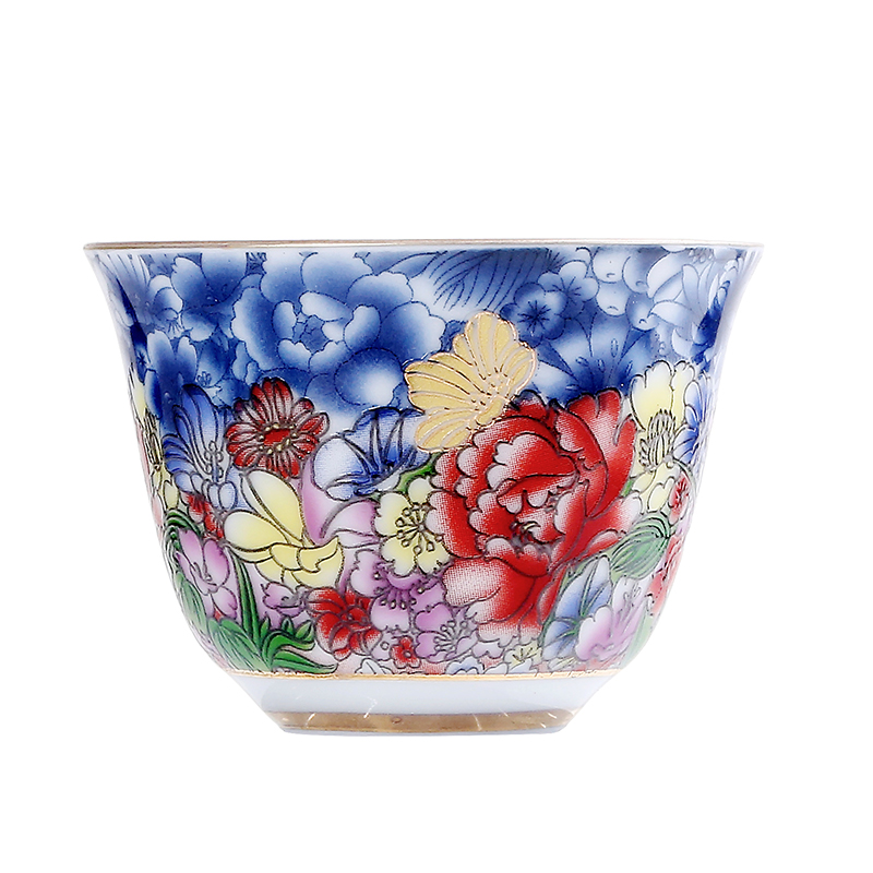 The Sample tea cup jingdezhen colored enamel silver cup tea kungfu tea cup single cup silver checking coppering. As silver master CPU