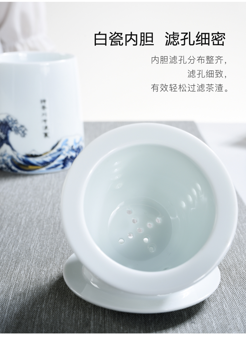 Jingdezhen ceramic cups with cover with separate the office gift boxes of a complete set of tea cups cup mark cup