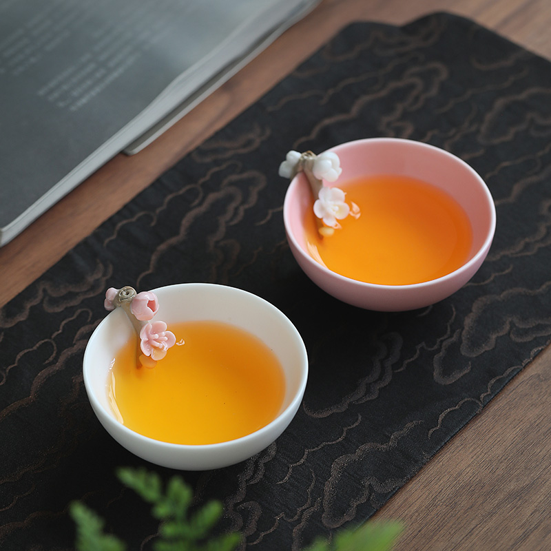 Pink flowers manual teacup ru up market metrix who cup single CPU getting creative ceramic kunfu tea light bowl cups only