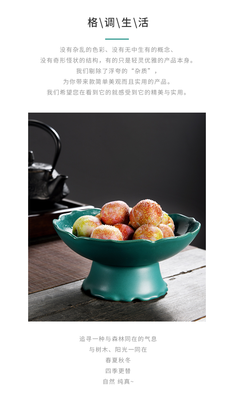 Key-2 Luxury light blue and white porcelain tea table high tea tray web celebrity fruit bowl sitting room home dessert snacks GongPan for plate