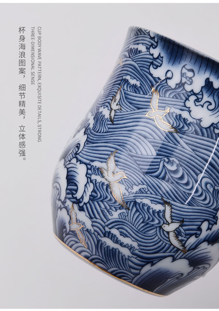 Jingdezhen separation colored enamel glass tea cup silver cup 999 sterling silver bladder office with cover ceramic cups