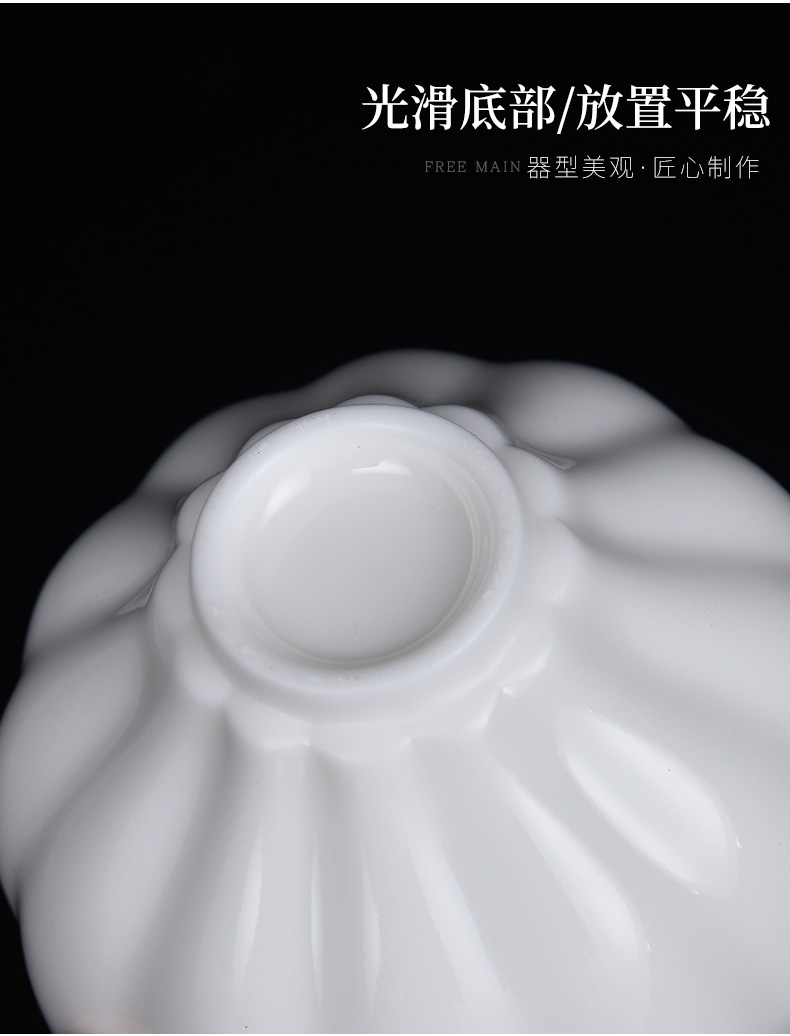 Small cup silver cup single dehua white porcelain suet jade sample tea cup kongfu master cup single cup silver cup