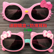  KT Cat childrens sunglasses Girls polarized glasses Anti-UV bow Princess sunglasses Silicone cat clamshell