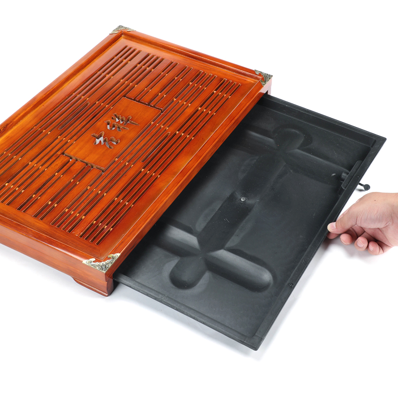 Bo yiu-chee solid wood tea tray of I and contracted household kung fu tea set drainage type tray waterlogging under caused by excessive rainfall office small tea table