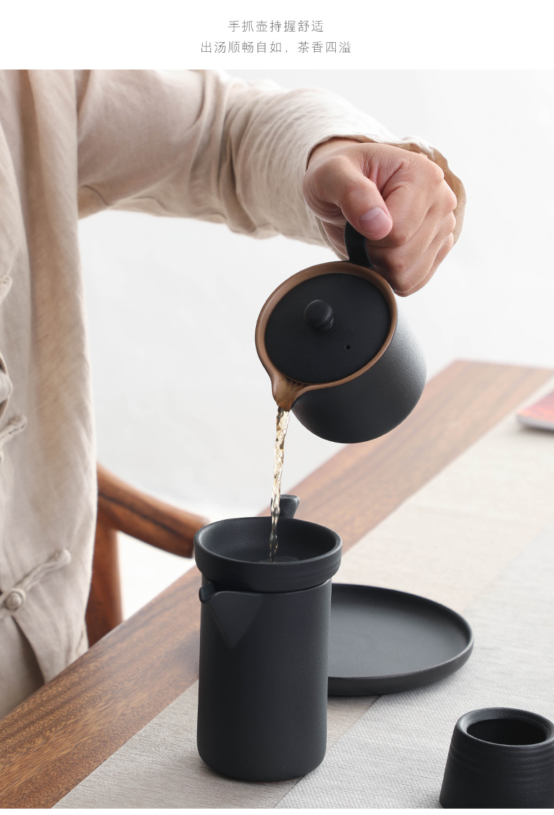 Bo yiu-chee retro coarse pottery kung fu tea set contracted household ceramics hand grasp the teapot tea set gift boxes