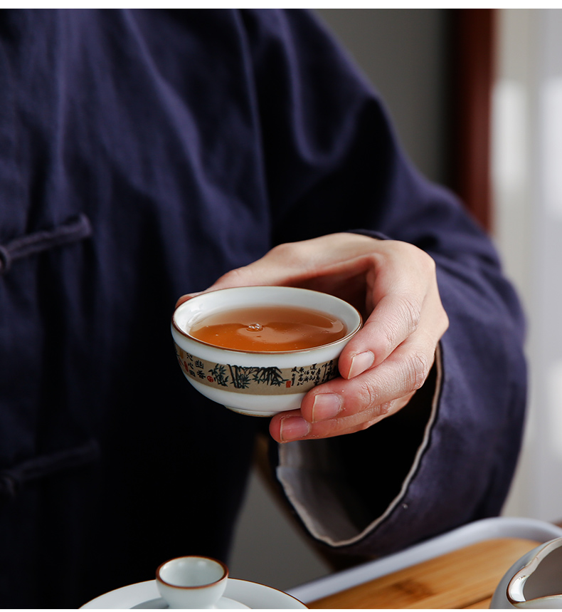 Bo yiu-chee your up tea set ice crack household contracted Japanese start restoring ancient ways of a complete set of kung fu ceramic tea cup