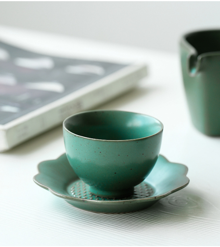 Bo yiu-chee Japanese checking coarse pottery kung fu tea set girder teapot lid bowl tea tray was dry terms cups dish tray