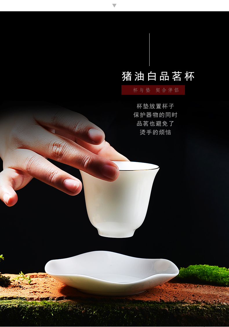 Bo yiu-chee white porcelain kung fu tea set suit small household 6 cups only contracted tureen box of a complete set of tea cups