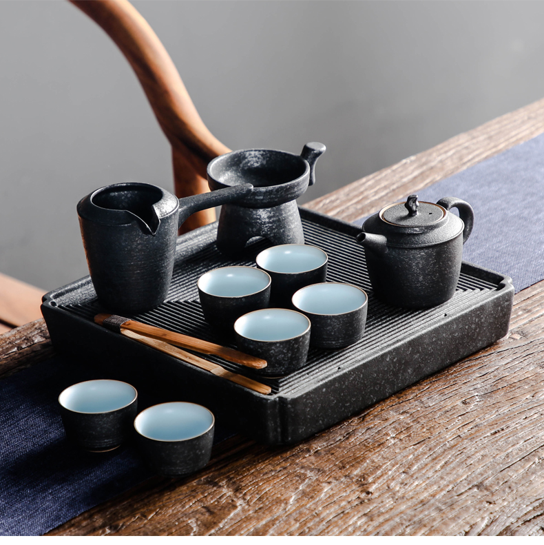 Bo yiu-chee coarse pottery kung fu tea set suit Japanese household contracted ceramic tea set tea tray of a complete set of the teapot tea now